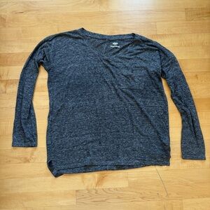 Gray Long Sleeve V-Neck Shirt